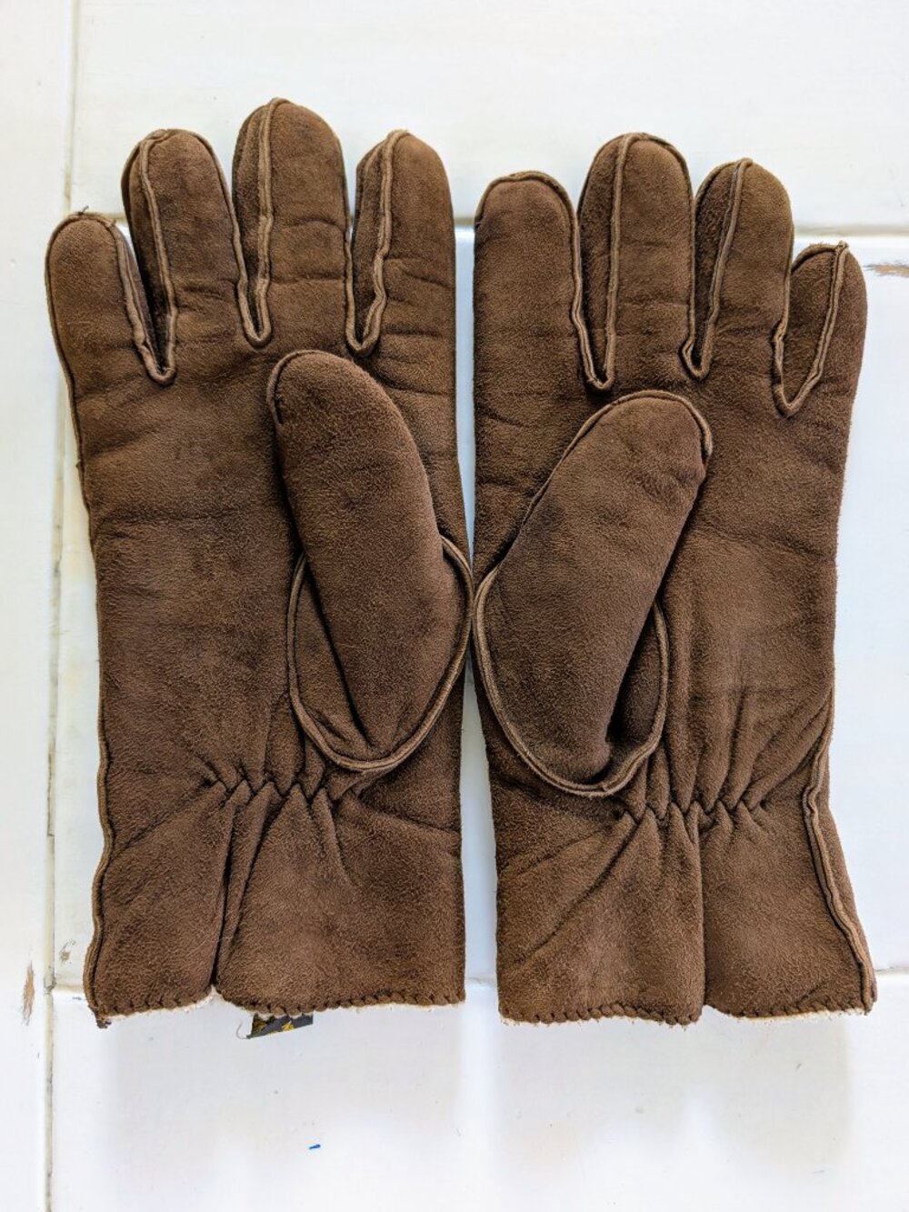 VTG Gates Sueded Lambskin Leather Gloves Men Sz M Brown Lined Winter Outdoor - Picture 3 of 5